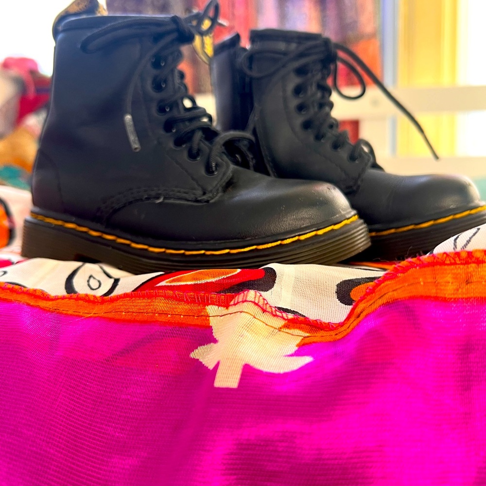 Toddler 8 black Doc Marten ankle combat boots